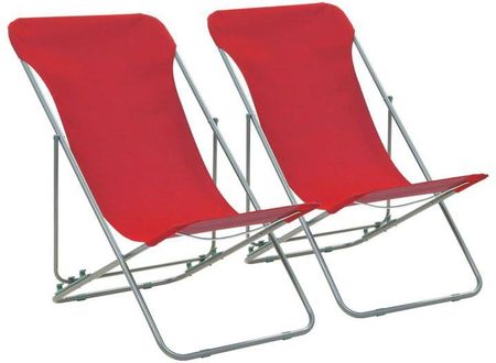 vidaXL Składane Krzesła Plażowe 2Szt Stal Tkanina Oxford Czerwone