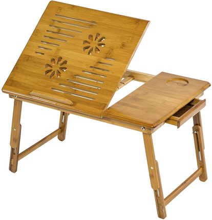 Tectake Stół Do Laptopa Wykonany Z Drewna Z Regulacją Wysokości  55x35x26 cm 401655