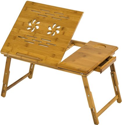 Tectake Stół Do Laptopa Wykonany Z Drewna Z Regulacją Wysokości 55x35x26cm 401653