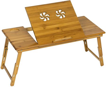 Tectake Stół Do Laptopa Wykonany Z Drewna Z Regulacją Wysokości 72x35x26Cm Brązowy 401654