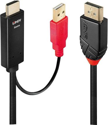 Lindy 41425 Kabel HDMI Display Port 1.2 z USB zasilającym 1m (ly41425)