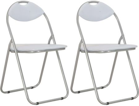 vidaXL Składane Krzesła Jadalniane 2szt Białe Sztuczna Skóra 284408