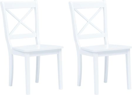 vidaXL Krzesła Jadalniane 2szt Białe Lite Drewno Kauczukowca 247356