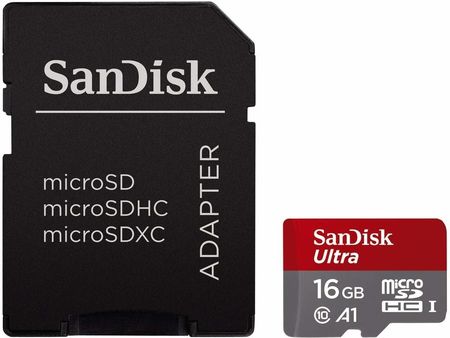 Sandisk Ultra Android 16Gb+Sd Adapter 98Mb/S Class10 A1 Uhs-I