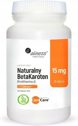 Naturalny Beta Karoten witamina A 15mg 100tab