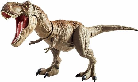 Mattel Jurassic World Gryzący tyranozaur Duży realistyczny dinozaur do zabawy z funkcją ataku głową i ogonem GCT91