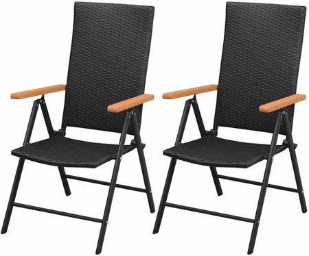 VIDAXL Krzesło ogrodowe Sztaplowane 2szt polirattan czarny (42798)