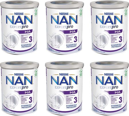 NESTLE NAN Expert Pro HA 3 produkt na bazie mleka, wzbogacony w witaminy i składniki mineralne dla dzieci powyżej 1 roku życia 6x800g