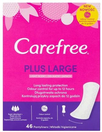 Carefree Plus Large Wkładki Higieniczne Delikatny Zapach 46szt