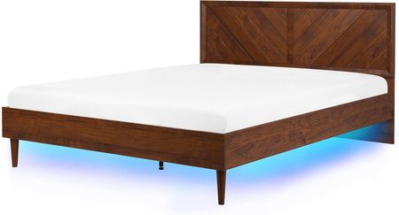 Beliani Rustykalne łóżko ze stelażem wezgłowiem 180 x 200 cm ciemne drewno Mialet