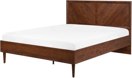 Beliani Rustykalne łóżko ze stelażem wezgłowiem 160 x 200 cm ciemne drewno Mialet