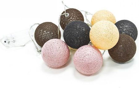 Milagro Kule Led Cotton Balls Łańcuch Girlanda Lampki 10Szt Łosoś Brąz Brudny Róż Czarny Ekd1504 Na Baterie 12837