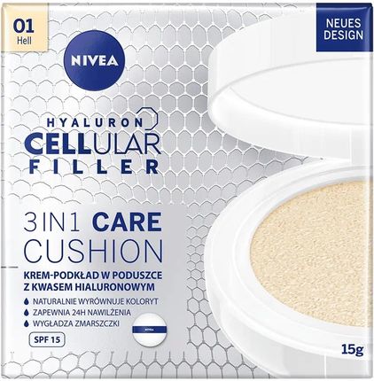 Nivea Hyaluron Cellular Filler Make-Up W Gąbce 3 W 1 Odcień 01 Light 15 g