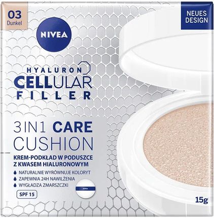 Nivea Hyaluron Cellular Filler Make-Up W Gąbce 3 W 1 Odcień 03 Dark 15 g