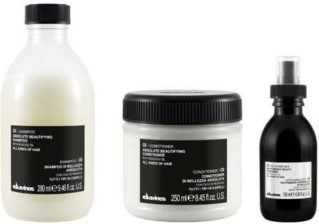 DAVINES OI szampon 280ml + odżywka 250ml + mleczko do wszystkich rodzajów włosów z olejkiem roucou 50 ml
