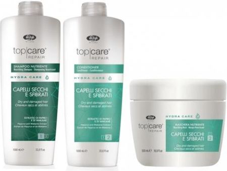 Lisap Hydra Care nawilżający do włosów suchych szampon 1000ml + odżywka 1000ml + maska 500ml