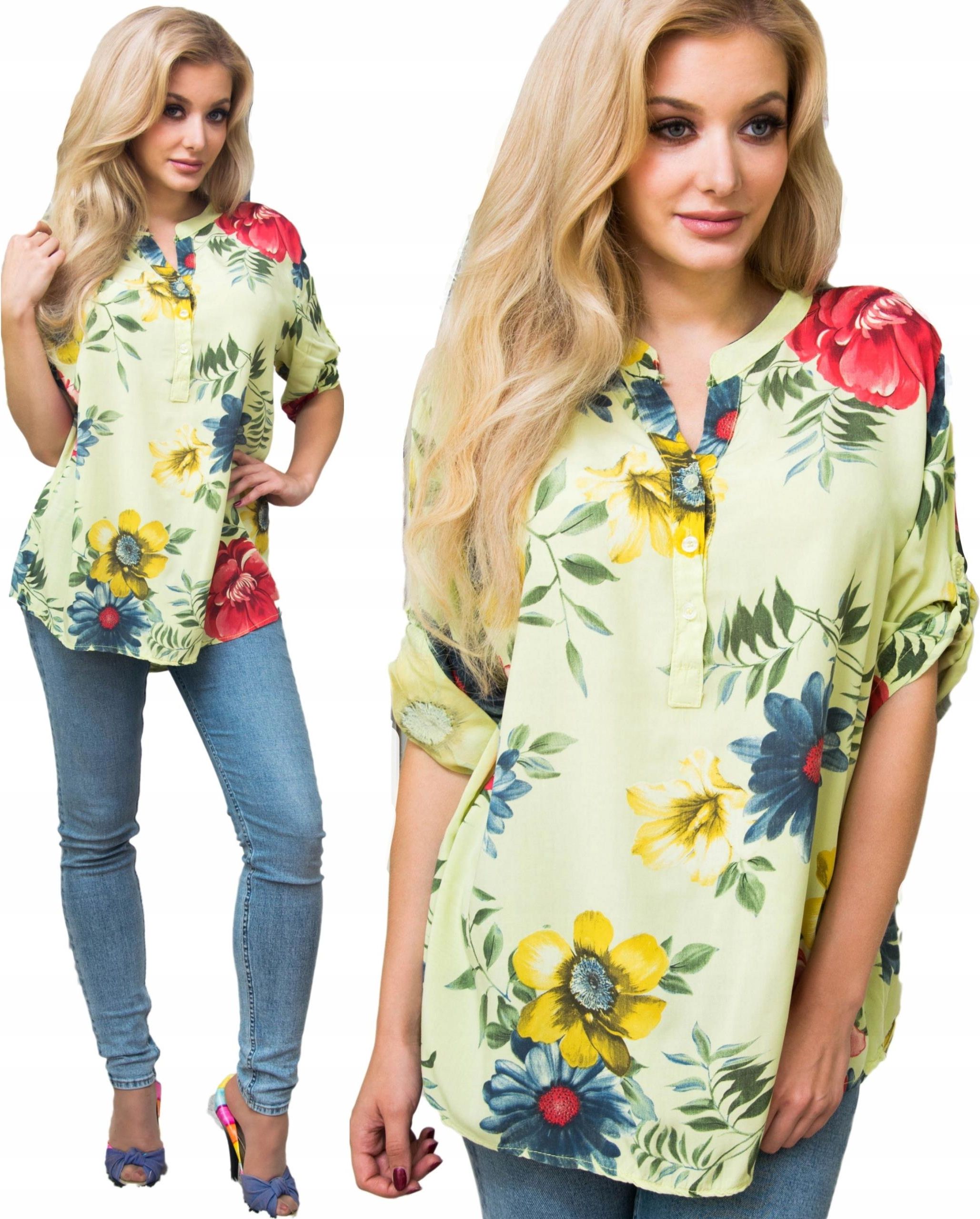 Włoska Duża Bluzka Koszula W Kwiaty 3XL 4XL 46 48 Ceny i Włoska Duża Bluzka Koszula W Kwiaty 3XL 4XL 46 48 Ceny i