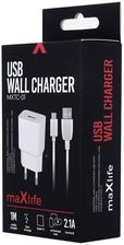 Zdjęcie Ładowarka sieciowa zasilacz 2.1A Maxlife +kabel TYP-C USB-C Fast Charge biała - Łódź