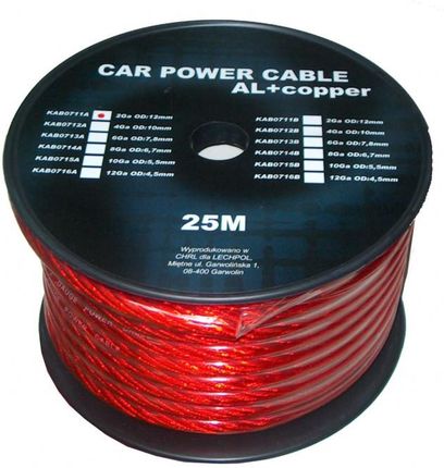 Kabel samochodowy 6Ga OD8mm CU+AL 25m