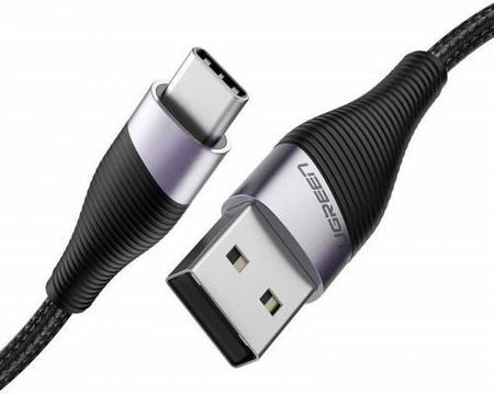 Niklowany kabel USB-C QC3.0 UGREEN 1m z aluminiową wtyczką (czarny)