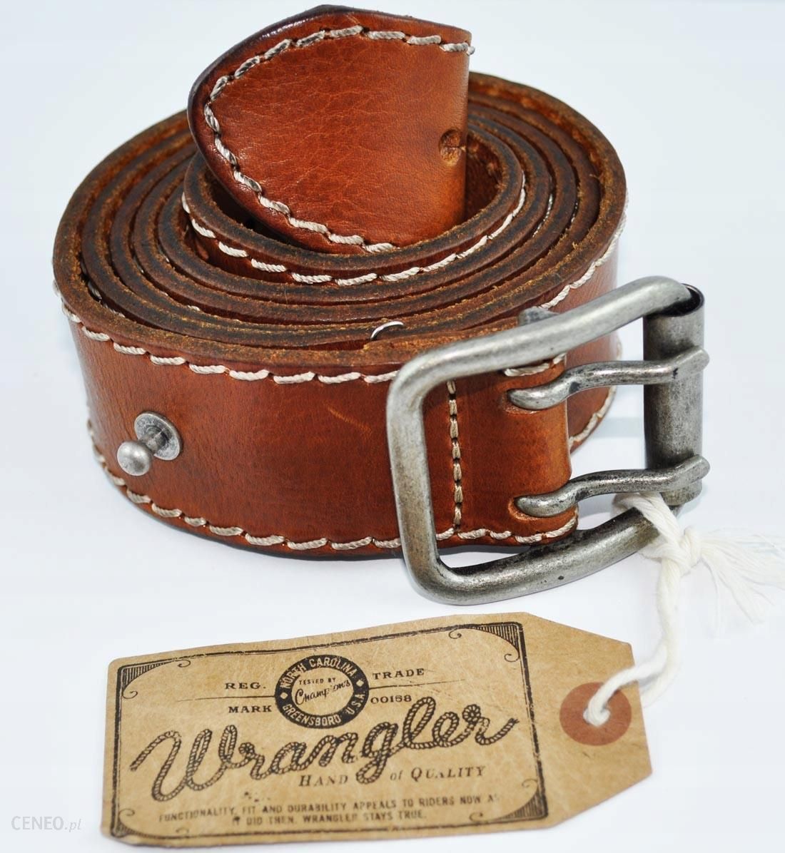 i skórzany Wrangler - Pin pasek Belt 110 opinie Ceny Stitched