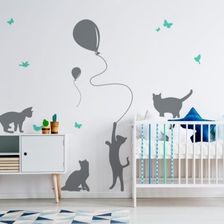 Yokodesign Koty Z Balonami - Ozdoby do pokoju dziecięcego handmade