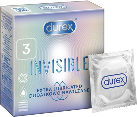 Durex prezerwatywy Invisible Supercienkie dodatkowo nawilżane 3 szt.