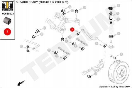 SUBARU IMPREZA TULEJA DRĄŻKA TYLNEGO GR GH G3 TED10227 - zdjęcie 5