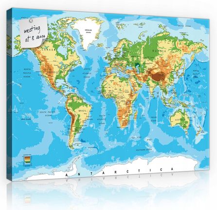 Tablica Korkowa obraz Płótno mapa świata 3D 100x75