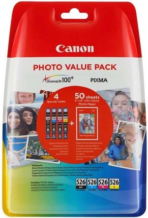 Canon CLI-526 BK/C/M/Y + papier fotograficzny 4540B017