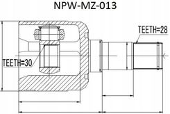 PRZEGUB WEWNĘTRZNY LEWY MAZDA 626 GF GW 1997-2002 NPW-MZ-013