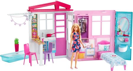Barbie Składany domek wakacyjny 2w1 z lalką FXG55