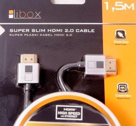 Kabel HDMI-HDMI 1,5m blister Premium Super SLIM HQ 2.0 4K LIBOX LB0054
