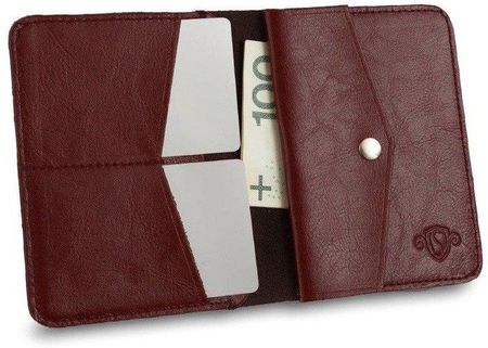 Cienki skórzany męski portfel z bilonówką SOLIER SW15 SLIM bordowy - bordowy