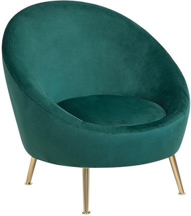 Beliani Krzesło zielone welurowe fotel koktajlowy okrągłe oparcie złote metalowe nogi Langa