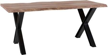 Beliani Stół do jadalni jasne drewno rustykalny naturalny metalowe nogi 180 x 95 Brooke