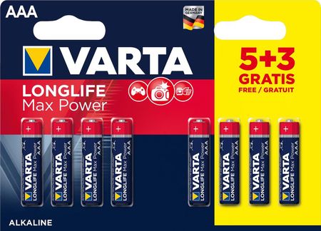 Varta baterie alkaliczne Longlife Max Power 5+3 AAA