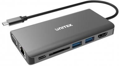 Unitek Hub USB-C - HDMI, 2xUSB, RJ-45, VGA (D1019A)