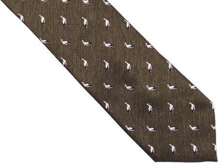 Brązowy krawat w bociany D209