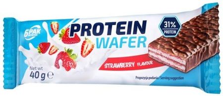6 pak Baton Wysokobiałkowy Protein Wafer 40g Truskawka