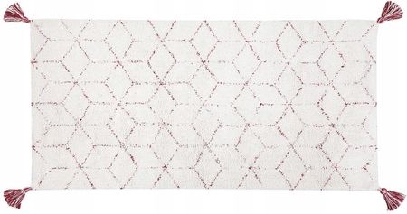 Beliani Dywan Shaggy 80 x 150 cm geometryczny wzór z frędzelkami biały Sakarya