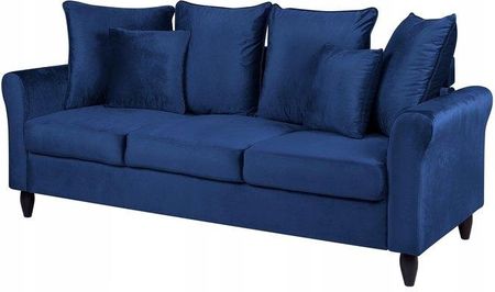 Beliani Nowoczesna sofa kanapa 3-osobowa tapicerowana welurowa poduszki niebieska Bornholm