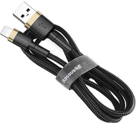 Baseus Cafule Cable wytrzymały nylonowy kabel przewód USB / Lightning QC3.0 2A 3M czarno-złoty (CALKLF-RV1)