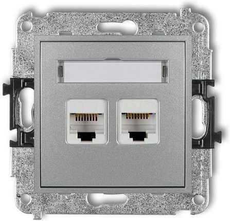 Karlik Mechanizm gniazda komputerowego podwójnego 2xRJ45 kat. 6 8-stykowy srebrny metalik 7MGK-4