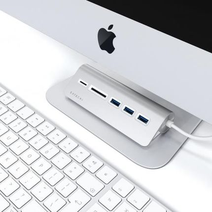SATECHI TYPE-C ALUMINUM USB 3.0 HUB & CARD READER Silver | iMac MacBook