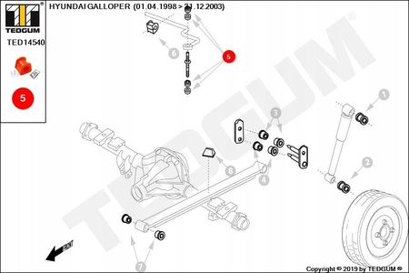 HYUNDAI GALLOPER PU TULEJA STABILIZATORA TYL 98-03 TED14540 - zdjęcie 3