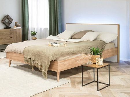 Łóżko drewniane 140 x 200 cm Led jasnobrązowe Serr