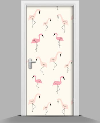 Wallmuralia Naklejka Na Drzwi Małe Flamingi 75X205Cm