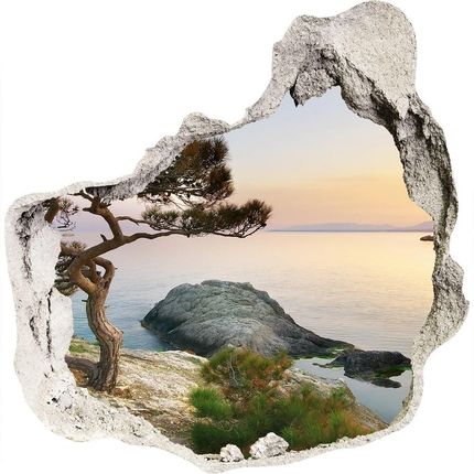 Wallmuralia Dziura 3D W Ścianie Naklejka Drzewo Nad Morzem 90X70Cm