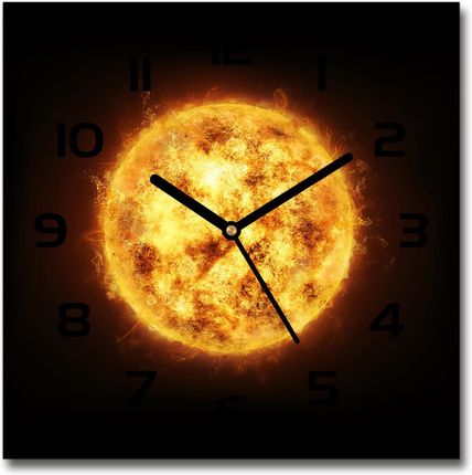 Wallmuralia Zegar Ścienny Szklany Kwadratowy Słońce 30X30Cm